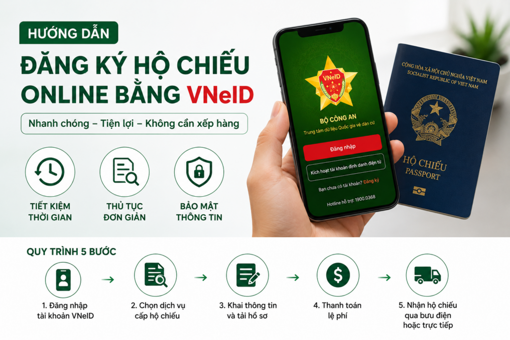 đăng ký hộ chiếu online bằng VNeID